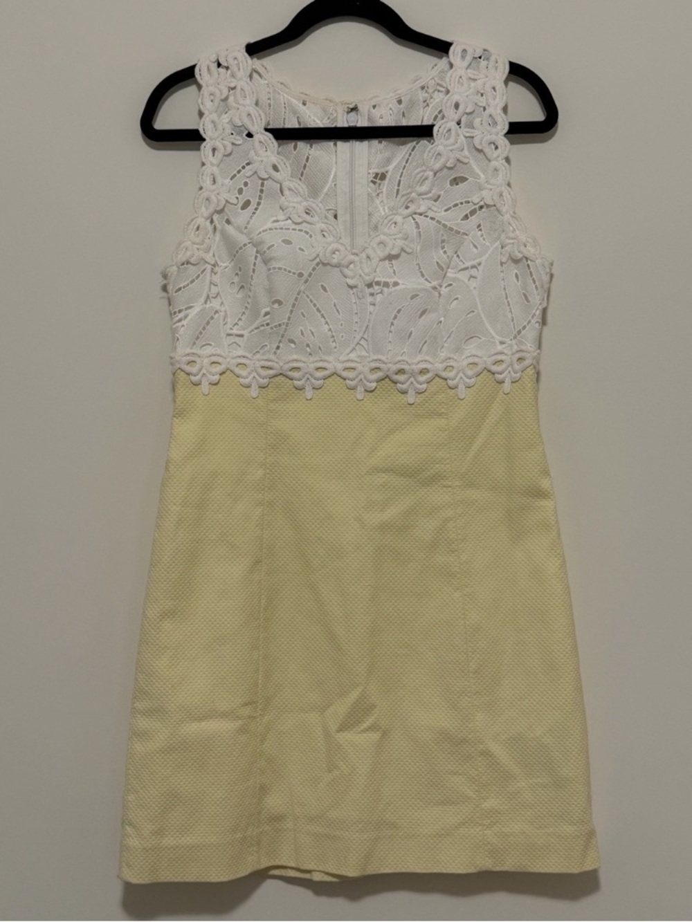 H&M White Crochet Bodice Pale Yellow Mini Dress